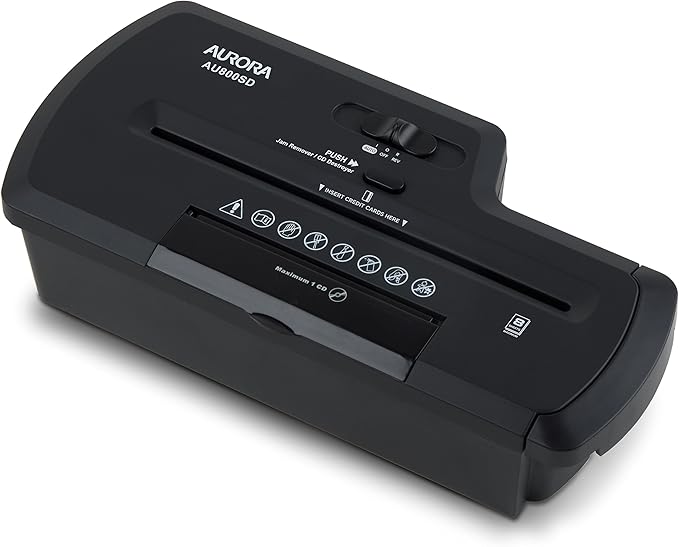 Aurora AU800SD Professional Strip Cut Paper Shredder/CD/Credit Card Shredder Without Wastebasket, 8-Sheet Strip-Cut No Basket, Black
