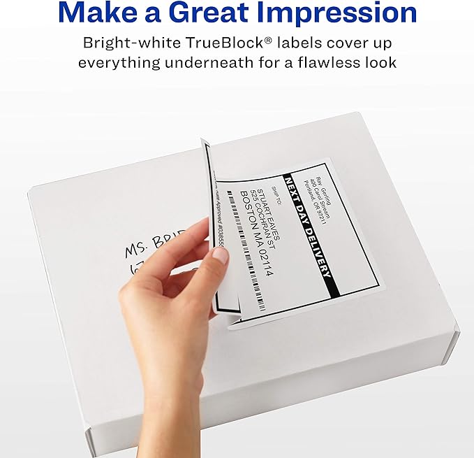 Avery TrueBlock Shipping Labels, Sure Feed, Permanent, 3-1/3" x 4", White, 2 Pack, 120 Labels Total (32134)
