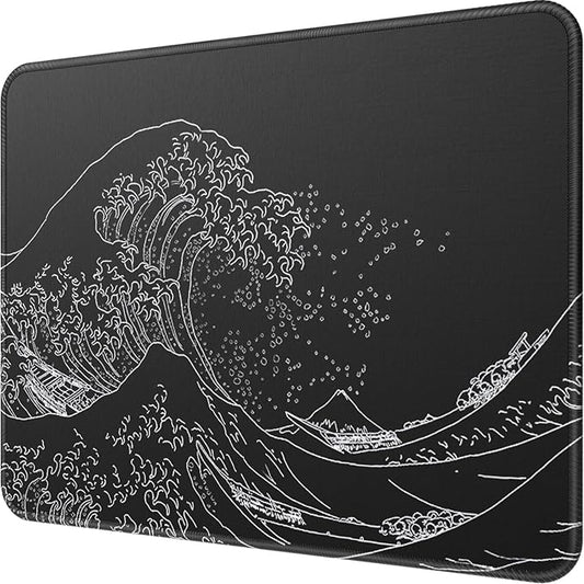 MROCO Mouse Pad [30% Larger] with Anti-Fray Stitched Edges, Premium-Textured Waterproof Surface, Non-Slip Rubber Base, Computer & Gaming Mouse Mat for Laptop, Office & Home, 8.5 x 11 in, Kanagawa Wave