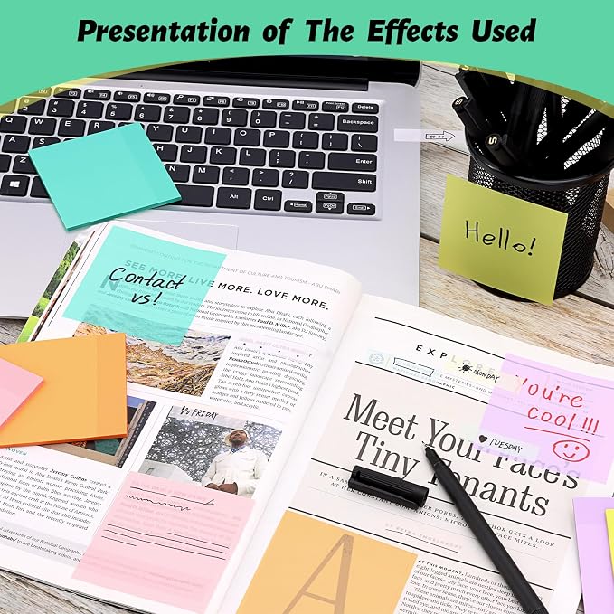 800 Sheets Transparent Sticky Notes 3" X 3" for School Office Supplies | Clear Translucent Self-Adhesive Sticky Notes for Back to School & Office Supplies, See Through Reveals Underlying Bible Text