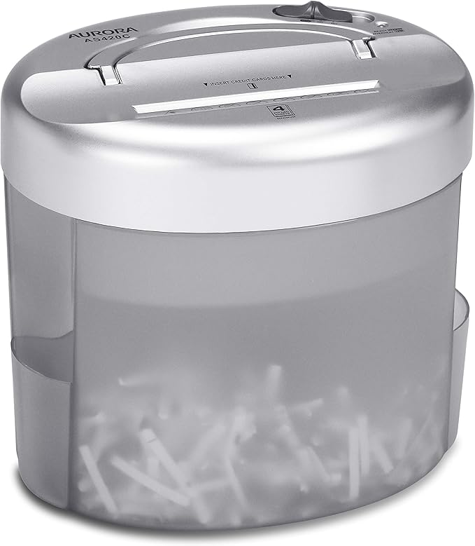 Aurora AS420C Desktop-Style Cross-Cut Paper Shredder, 4-Sheet Crosscut Desktop