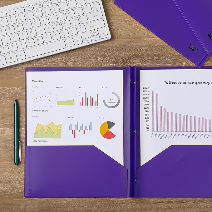 Mr. Pen- Plastic Folders with Pockets and Prongs, 5 Pack, Purple, Pocket Folders, Folders with Prongs, File Folders with Fasteners, 2 Pocket Folder, Folder with Pockets
