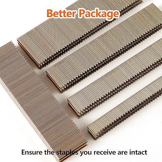 1000-Count 1/2 Inch Length, 18 Gauge 1/4 Inch Narrow Crown Staples, Heavy Duty Beveled Chiseled Pointed Galvanized Staples, for Pneumatic, Electric 18GA Stapler Gun