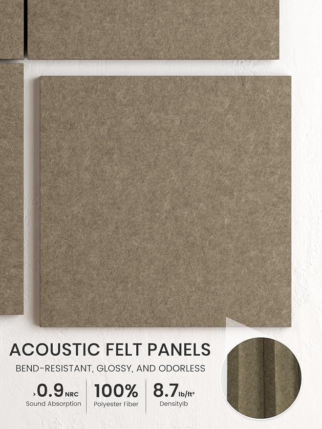 Bumusty 36" x 24" Large Cork Board Alternative, Earth Brown | 6-Pack Felt Bulletin Board Tiles, 60 Adhesive Tabs, 30 Pushpins, Home, Office, Classroom, Vision Board