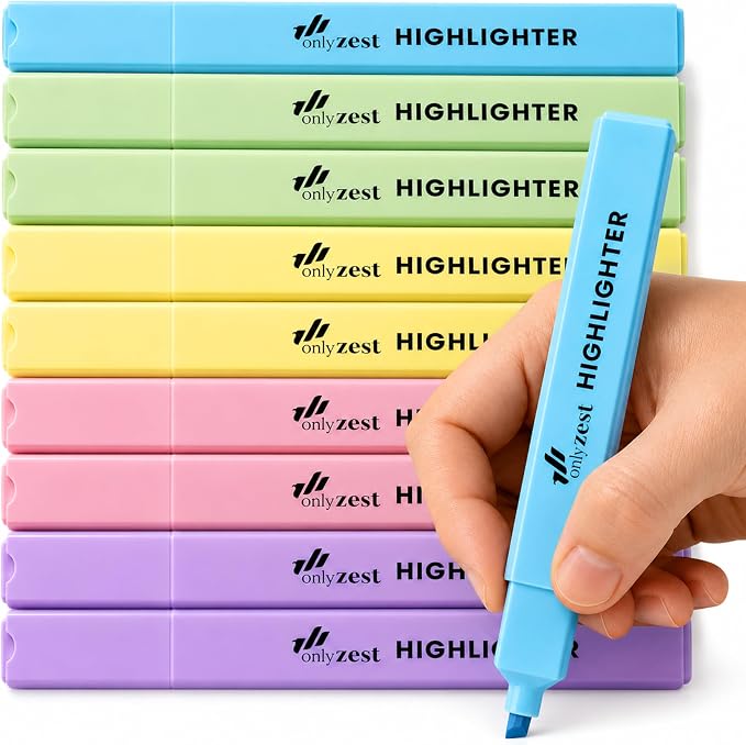 10 Aesthetic Bible Highlighters - Chisel Tip Liquid Ink Marker | Pen with Snap Caps for Clean Highlighting - Assorted Colors, No Bleed & Quick Dry - Bible Marker for Journaling & Studying
