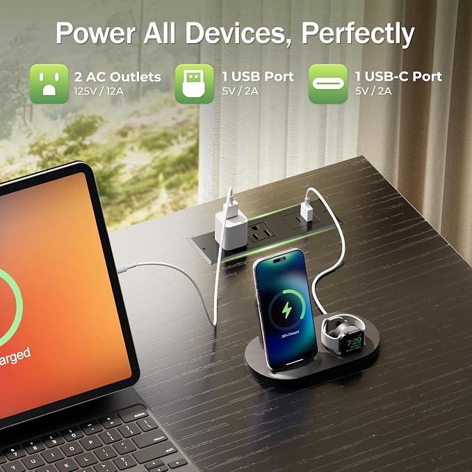 39.4 Inch Computer Office Desk with Power Outelts and USB-C Port, Reversible Gaming Desk with 4 Fabric Drawers, Work Study Desk Work from Home, Black