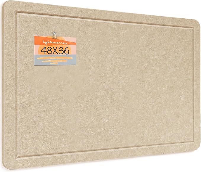 Felt Bulletin Board 48x36 inches, Decorative Pin Board for Home & Office | Cork Board Alternative for Wall with Push Pins, Display Mood Board for Photos, Notes & Reminders
