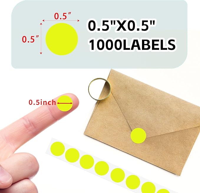 PARLAIM Round Dot Stickers 1/2 Inch Color Coding Labels on a Roll, 1000 PCS Permanent Circle Stickers in Plastic Dispenser Box for Home Office Classro