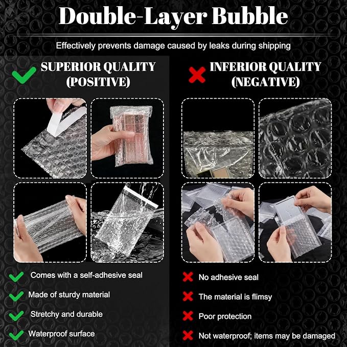 Frienda 150 Pcs Self Adhesive Bubble Bags Packing Pouches, 4" X 6" | Double Wall Clear Protective Wrap, Shockproof for Small Business Shipping Packaging, Cushioned Fragile Items Protection