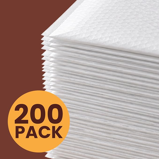The Boxery 7.25x8" #CD Poly Bubble Mailers 200 Pack, Padded Envelopes, Self Seal, Waterproof Shipping Bags for Shipping & Packaging