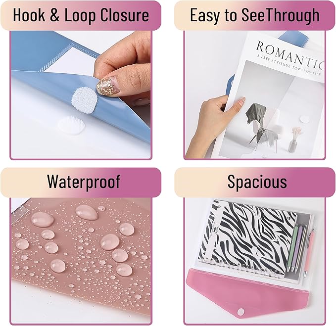 Mr. Pen- Clear Plastic Envelopes, 20 Pack, A4, Letter Size, Colorful, Clear Folders for Documents Plastic Envelopes for Documents