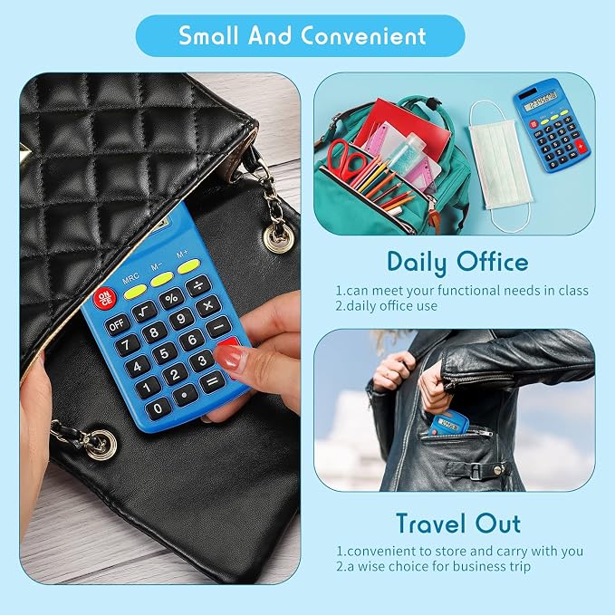 Youyole 20 Pieces Pocket Calculator Bulk Solar for Calculating Basic Mini Dual Power 10 Function Calculator Small for Display Desktop Office, No Battery