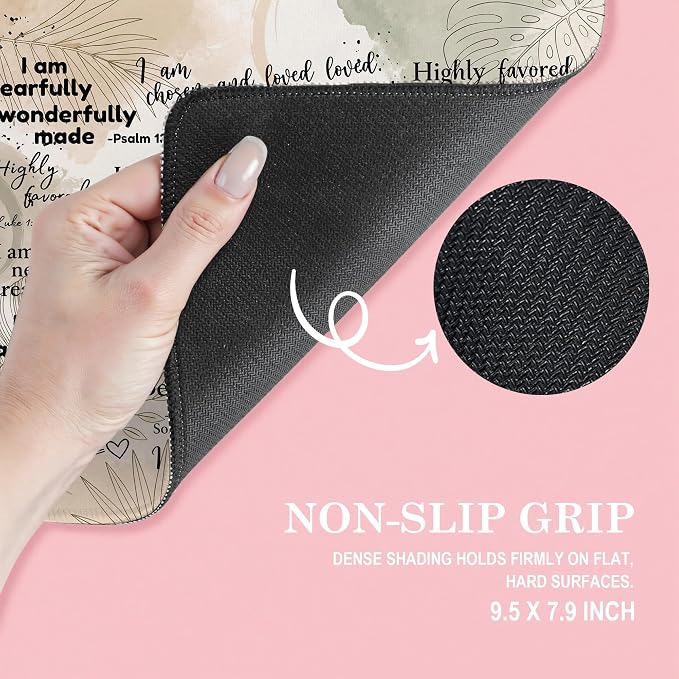 God Says I Am Christian Desk Mouse Pad 9.5x7.9 Inch (Botanical) | Botanical beige God Says I Am Bible verse mousepad for office dorm computers, Christian desk decor and faith gifts for women
