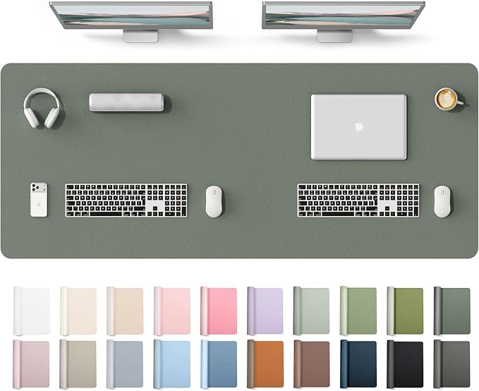 YSAGi Leather Desk Protector, Office Mat, Large Mouse Mat, Non-Slip PU Leather Blotter, Laptop Desk Mat, Waterproof Writing Pad for Office and Home(Dark Green, 63" x 24")