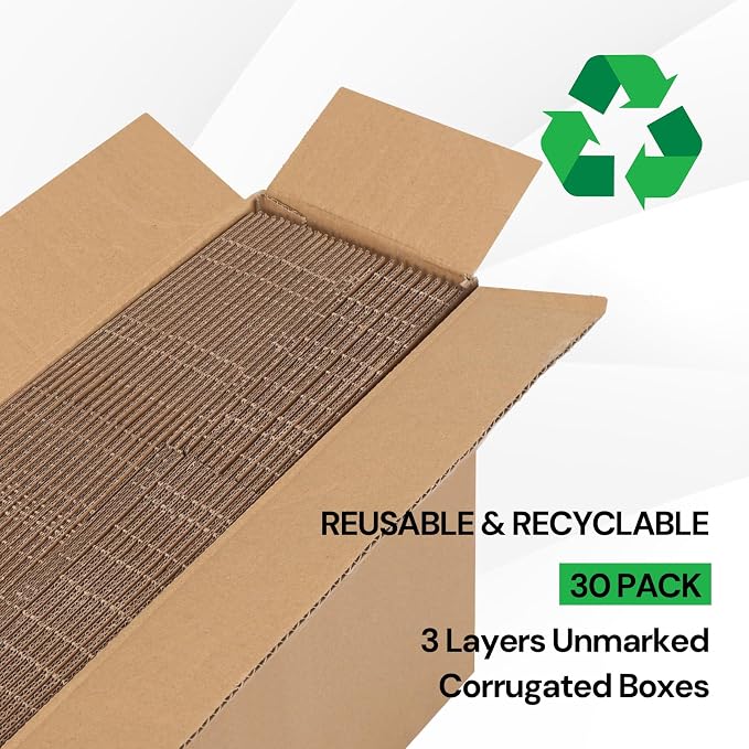 Rempry 30 Pack 8x6x4 Shipping Boxes Brown, Small Corrugated Cardboard Box for Mailing, Packaging Small Business, Kraft Mailer Gift Boxes
