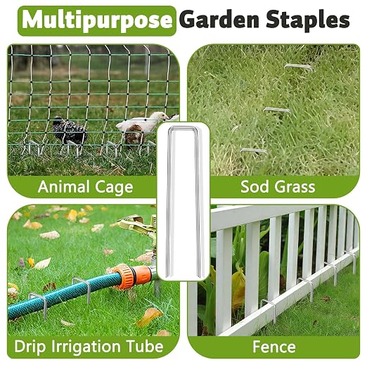 Heavy Duty 12 Inch Galvanized Landscape Staples Stakes, DUNPUTE 15 25 50 100 Pack 8 Gauge Garden Metal Stakes, Ideal for Weed Barrier Stakes, Drip Irrigation Tubing, Landscape Fabric, Lawn(25, 12inch)