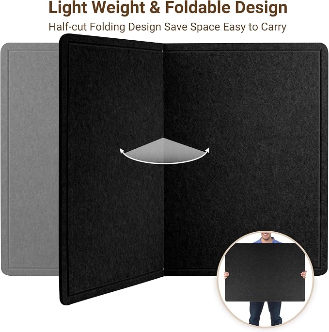 AKTOP Foldable Felt Bulletin Board for Wall, 24x36 inches, Black | Large Cork Board Alternative with 25 Pushpins, Decorative Photo Display Board Pin Board, For Home, Office & School