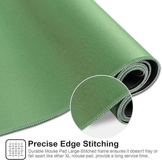 Gaming Mouse Pad,Large Mouse Pad Size 31.5x11.8 Thickness 0.12 in,Premium-Textured Non-Slip & Waterproof Computer Mousepad with Stitched Edges for Gaming,Office & Home-80x30 Olivegreen014