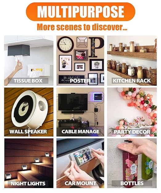 2 Rolls Double Sided Tape Heavy Duty - 240" x 1.2" & 0.8" - Removable Nano Tape for Poster Carpet Picture Hanging Strip Rug Wall Outdoor - Clear & Strong Adhesive Mounting Filament Tape - 20 Feet