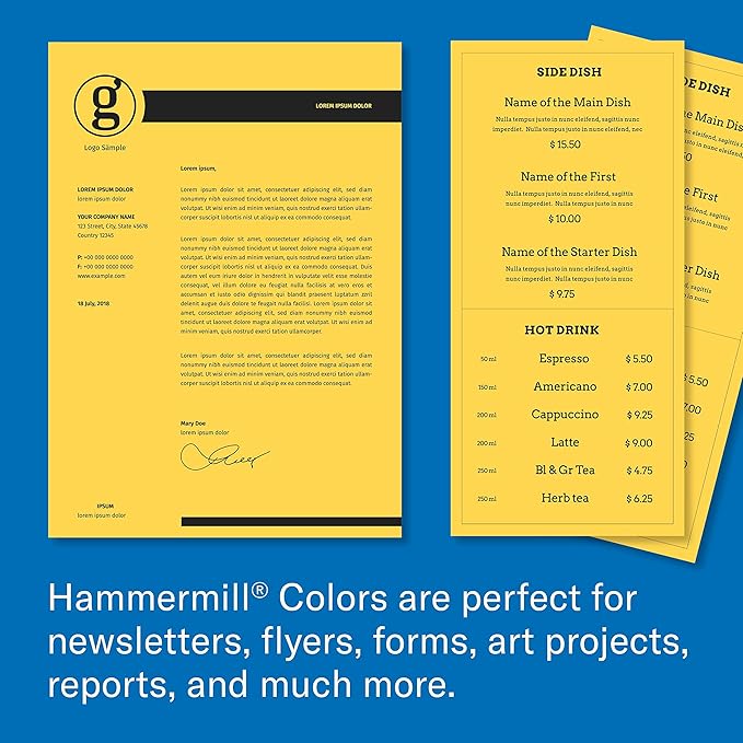 Hammermill Colored Paper, 20 lb Goldenrod Printer Paper, 8.5 x 11-1 Ream (500 Sheets) - Made in the USA, Pastel Paper, 103168R