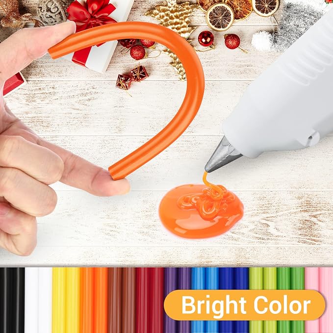Manarty Color Hot Glue Sticks Full Size, 8" Long x 0.43" Dia Hot Melt Glue Sticks Bulk, Colored Adhesive Glue Sticks Standard for Crafting DIY Art School Gluing Project Repair Sealing, 24 PCS