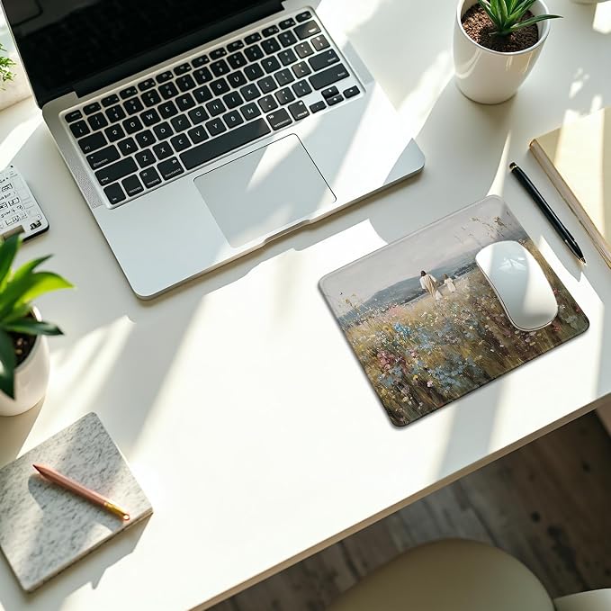 Christian Jesus Mouse Pad, Jesus with Girl Peaceful Faith Religious Mouse Pads Mousepad for Home Office Dorm Computers Laptop Supplies Desk Accessories, 9.5x7.9 Inch
