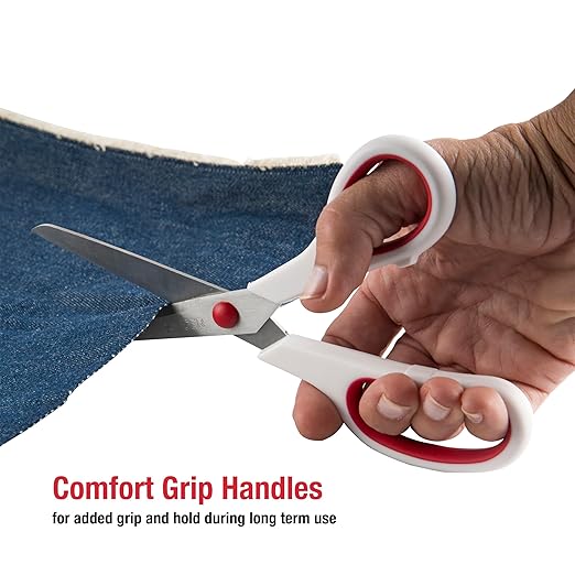 SINGER Fabric Scissors with Comfort Grip, 1-pack, Red & White