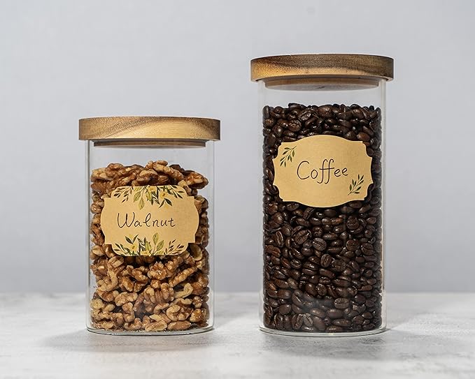 MONEST (250pc/Roll) 3"x2" Floral Pantry Labels | Mason Jar & Bottle Labels