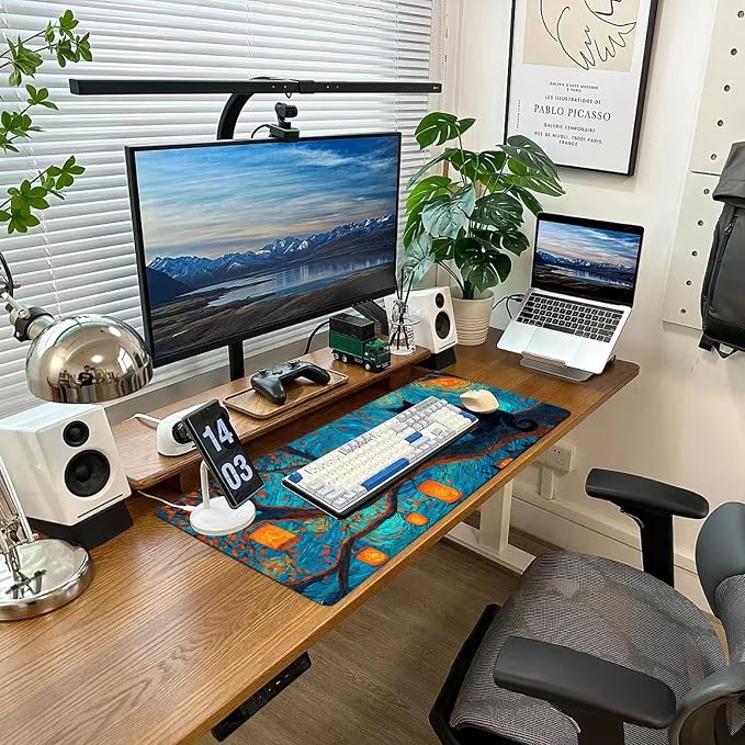 Desk Mat Mouse Pad Gaming Desk Pad XL Large Mouse Mat Office Decor Accessories (Blue A)