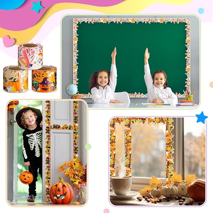 Geyee 12 Rolls 394 ft Holiday Bulletin Board Borders Seasonal Bulletin Board Decorations Easter Summer Trim for School Classroom Wall Decor