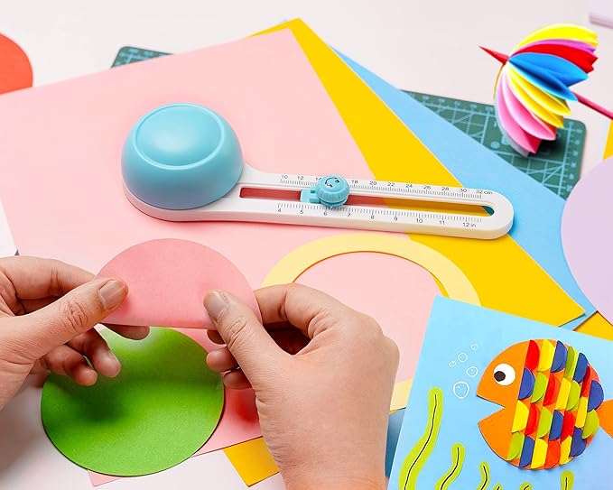 MyLifeUNIT Circle Cutter, Circular Rotary Cutter for Paper Crafts Scrapbooking (Included 6 Blades), Cutting Diameter 4 in to 12.6 in