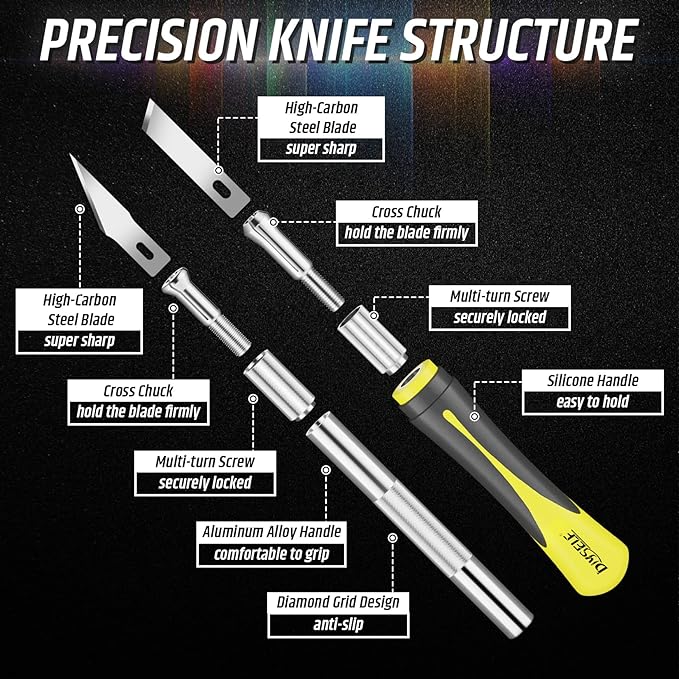 DIYSELF 16-Piece Exacto Knife Set, Craft Knife & Hobby Knife Kit, Precision Knife with Magnetic Storage Case, Exacto Knife for Crafting, Paper, Foam, Vinyl, Models, 3D Printing, Junk Journal Supplies