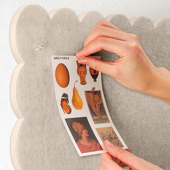 Scalloped Bulletin Board 40x30 inches, Decorative Felt Pin Board for Wall | Cute Cork Board Alternative with Push Pins, Foldable Display Vision Board for Photos, Notes & Reminders