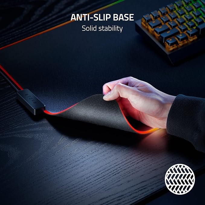 Razer Strider Chroma Hybrid Gaming Mouse Mat with Razer Chroma RGB: Hybrid Soft/Hard Mat - 19 Razer Chroma RGB Lighting Zones - Warp and Water-Resistant - Anti-Slip Base - Seamless Edges XXLarge