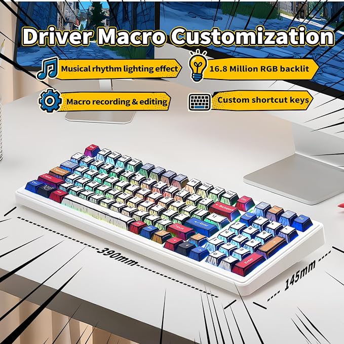 Aula F99 Wireless Mechanical Keyboard Creamy Computer Gaming Keyboards | 8000mAh Rechargeable,Hot Swappable Custom,RGB Backlit,Tri-Mode BT5.0/2.4GHz/USB-C,Pre-lubed Linear Switches,Gasket Structure