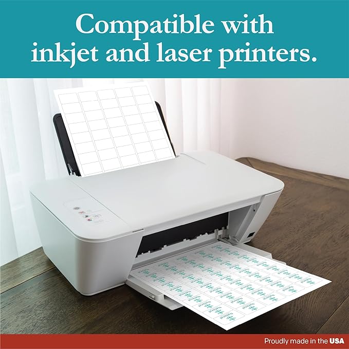 Premium Label Supply White Sticker Barcode Labels – 1.5" x 1" – Laser/Inkjet Compatible – (50 per Sheet), 500 Sheets – 25,000 Total Adhesive Labels