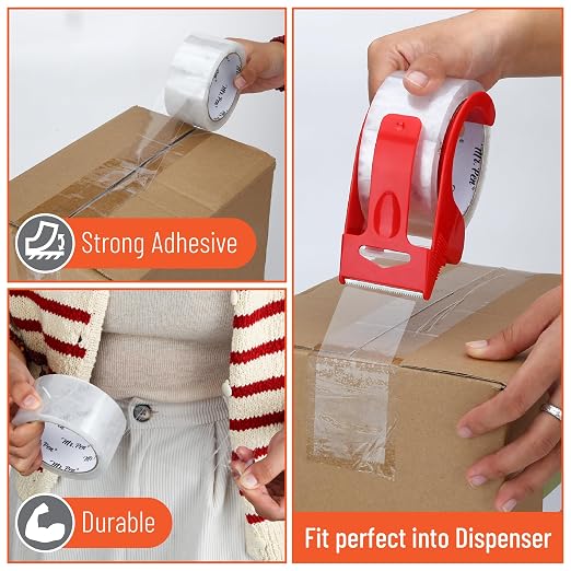 Mr. Pen- 12 Rolls Packing Tape with 2 Dispensers, 2” Wide, 50 Yards, Clear Packing Tape Heavy Duty for Mailing, Moving Boxes and Packaging