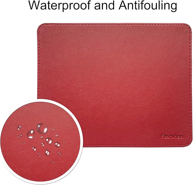 Leather Mouse Pad - Wood Mouse Pad, Double Side Mouse Pad with Stitched Edge, Waterproof Ultra Thin Mouse Pad for Computers, Laptop, Office & Home, 10.2 x 8.3 Inch, 1 Pack (Burgundy)