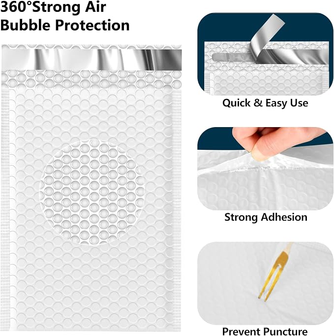 JinRuiKJ Thank You Bubble Mailers 6x10" 25 Pack, Padded Envelopes, Strong Adhesion Padded Mailers, Cushioning Padded Shipping Envelopes for Jewelry, Makeup - White