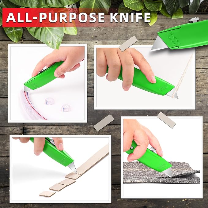 DIYSELF 20 Pack Retractable Box Cutters, Heavy Duty Razor Utility Knives | Box Cutter for Boxes, Paper, Carpet and Vinyl, Utility Knives for Garage, Home and Office, PVC Pipe Cutter (Green)