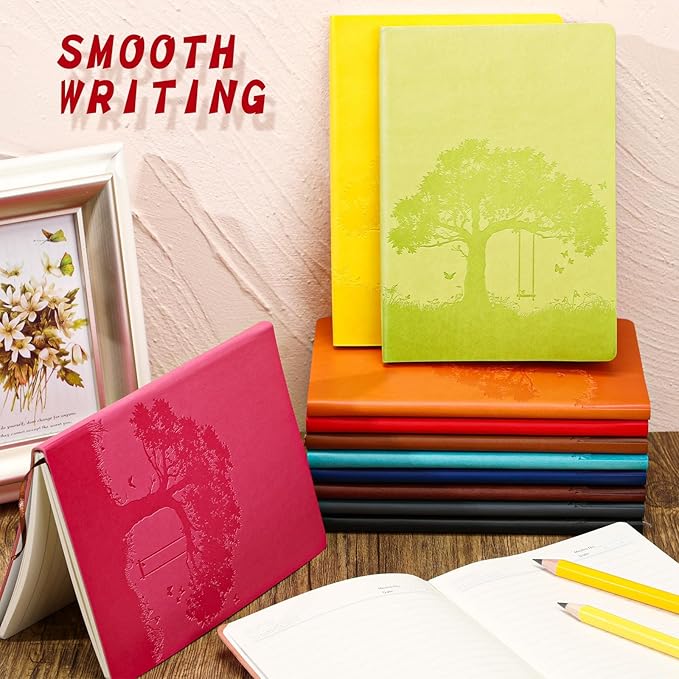 TaoBary 36 Pcs Employee Appreciation Gift A5 PU Leather Journals Bulk Colorful Tree Lined Journal Notebook Soft PU Leather Cover Ruled Writing Notebook for Office School Teacher Nurse (Bright Colors)