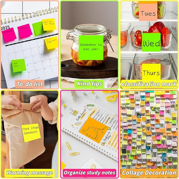 35 Pack Sticky Notes Bulk 3x3 Inch 5 Bright Colors Colorful Memo Pads | 75 Sheets Per Pad, Self Stick Notes, Adhesive Paper, Office, School, Home, Teachers, Students, To Do Lists