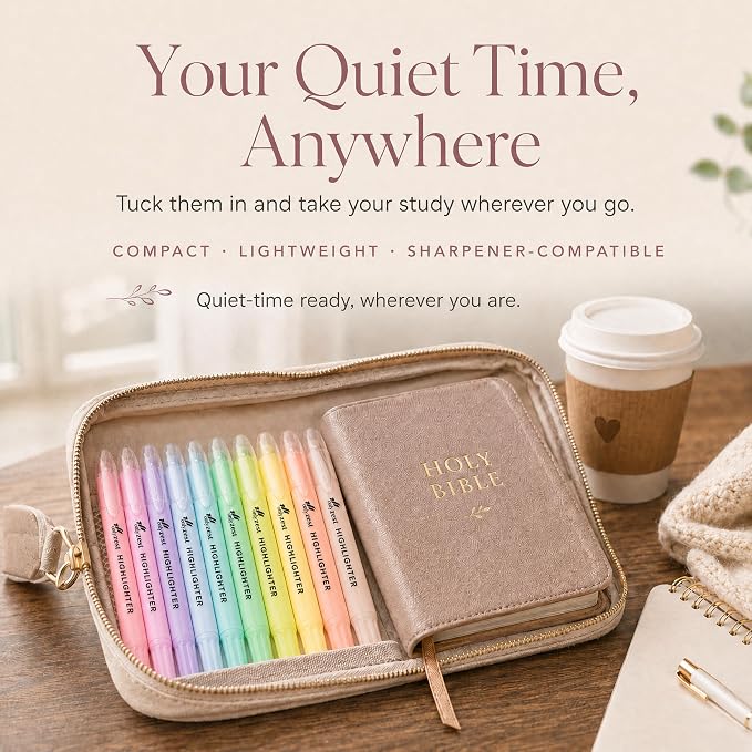 10 Pack Bible Safe Highlighters - Pastel Color, Wax Highlighters | No Bleed, Scripture Markers for Journaling, Study Accessories and School Supplies