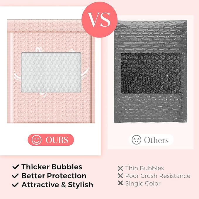 METRONIC Bubble Mailers 8.5x12" 40 Pack Thank You Pink Padded Mailer Usable Size 8.5 x 11" Strong Adhesion Bubble Envelopes Medium Mailing Envelopes Padded for Small Business Shipping Books Clothes