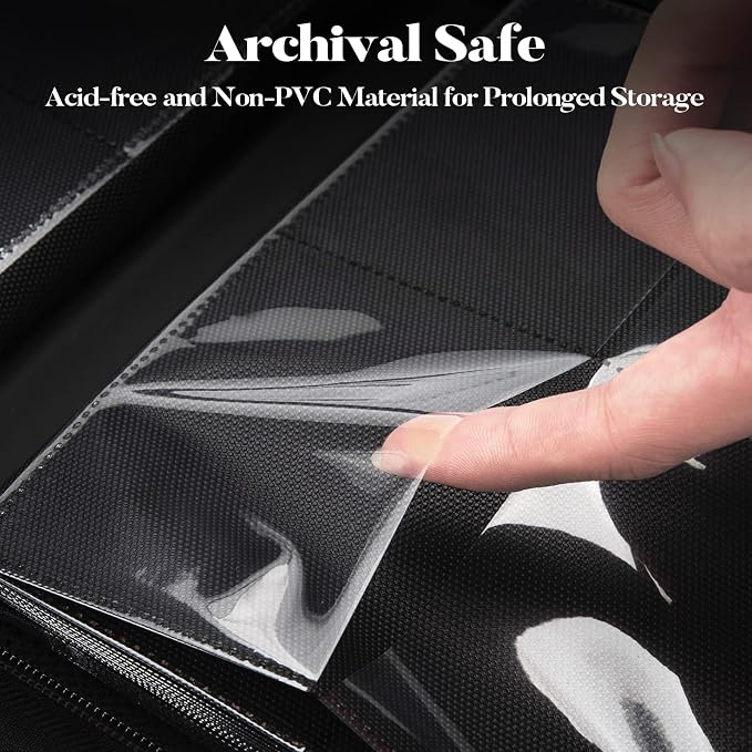 Fabmaker 4 Pocket Zip Card Binder, PU Trading Card Binder for 320 Cards | Portable Card Collection Binder, Premium Collector Card Album Folder for Game & Sports Cards (Black)