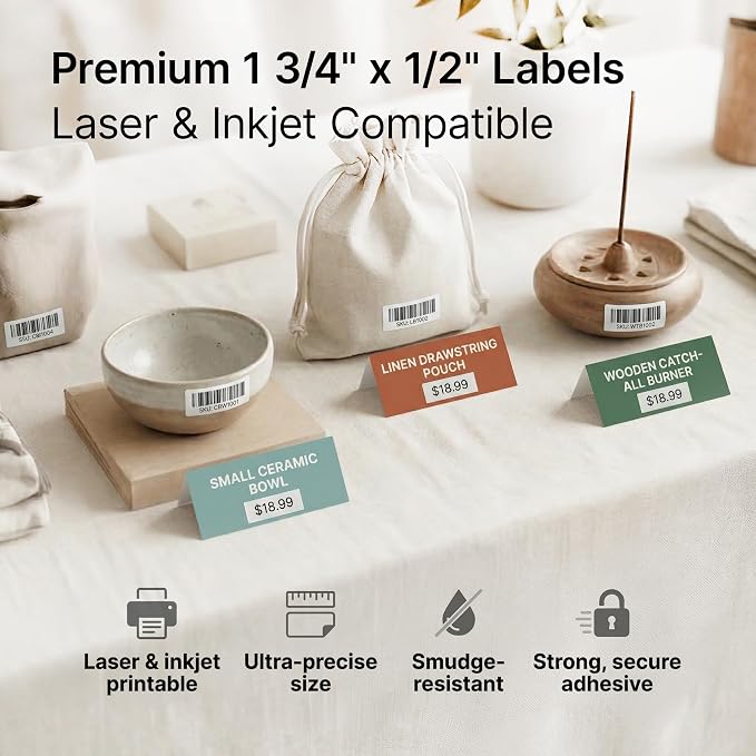 1.75" X 0.5" Matte White Return Address Labels (100 Sheets, 8000 Stickers) | Mailing Labels for Envelopes, File Folder Stickers for Laser & Inkjet Printers - Spartan Industrial Template R002