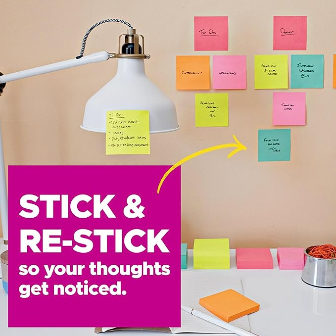 Post-it Super Sticky Notes, 5 Sticky Note Pads, 3 x 3 in., School Supplies, Office Products, for Vertical Surfaces, Monitors, Walls and Windows, Blue Paradise
