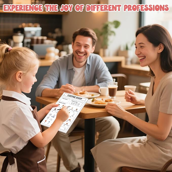 TICIAGA Sticky Notes-Black 10PCS 4x6 In Playtime Pad Included Restaurant Police Vet Doctor Visit Coffee Salon Notepad 30 Page Pretend Notebook Imaginative Role for Toddler Kid Play Game, Mix