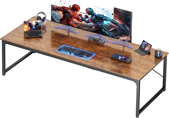 78.7 X 29.5 Inch Computer Desk with Deeper Desktop, Long Gaming Office Writing Work Desk for Home Office, Study, Bedroom, Work from Home, Metal Frame, Rustic Brown