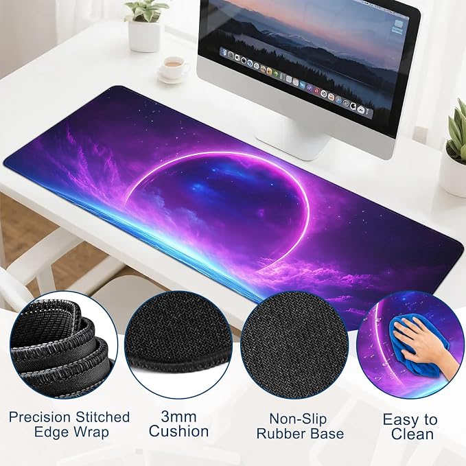 Gaming Desk Mat with Silky Smooth Surface & Exquisite Patterns,31.5x11.8 Inches Large-Sized Mouse Pad, Perfect for Extended Gaming,Work,and Home Office Decor (Starry Sky 1)